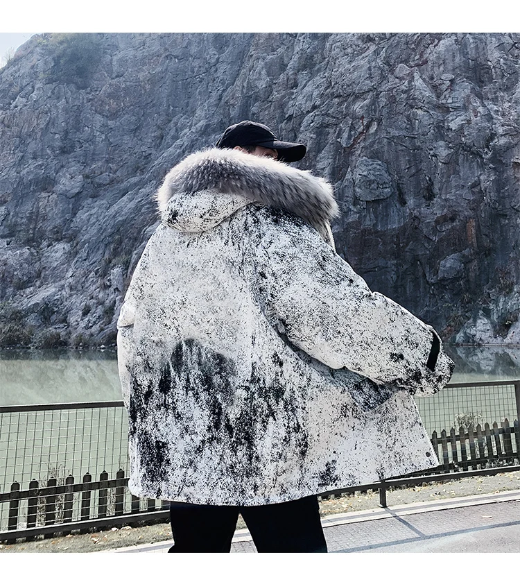 Liketkit, мужские зимние куртки, парки,, с принтом, теплая, толстая, хип-хоп куртка, верхняя одежда для мужчин, более размера, модная уличная одежда, пальто размера плюс
