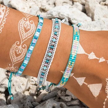 

EN Bohemian Crystal Beads Friendship Braided Rope Bracelets for Women Charms Cotton Weave Rope Chain Bracelet Men Jewelry New