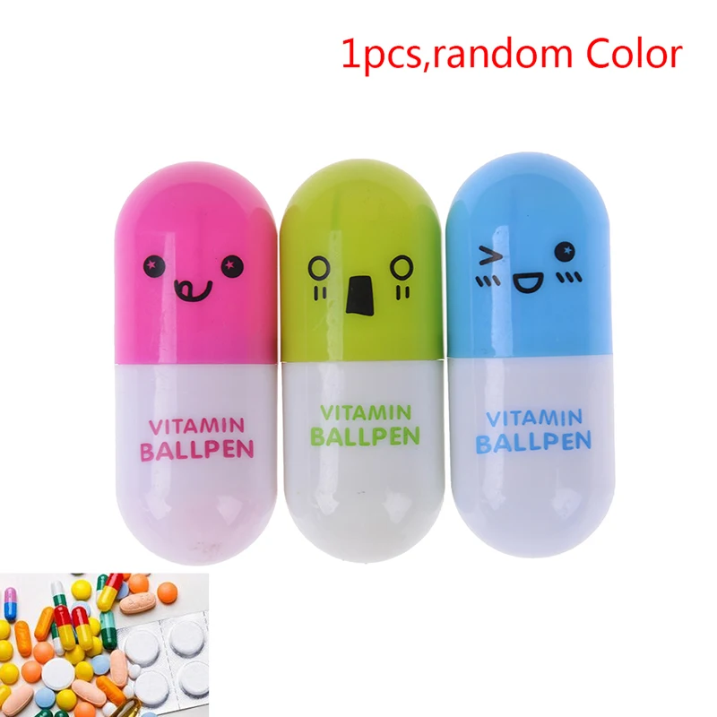 1Pc Portable Capsule Shaped Travel Pill Box Medicine Plastic Case Drug Container Random Colur
