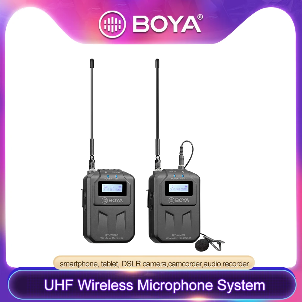 BOYA BY-WM6S UHF Беспроводная микрофонная система всенаправленный Lavalier микрофон