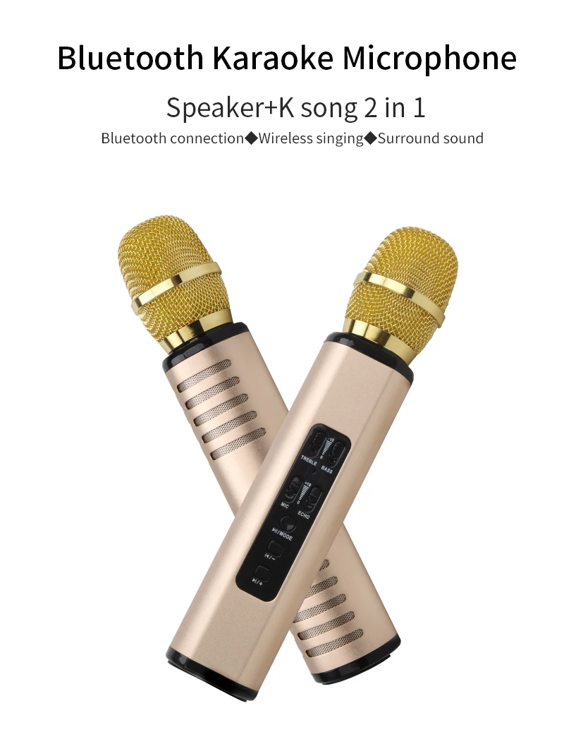 Мобильный телефон микрофон беспроводной Bluetooth микрофон поставляется с динамиком встроенный KTV детская Пшеница семья караоке K6
