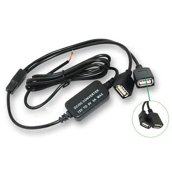 

2020 New 12V To 5V 3A 15W USB Voltage Adaptor Converter Dual USB DC-DC Buck Converter Step Down Module Car Accessories