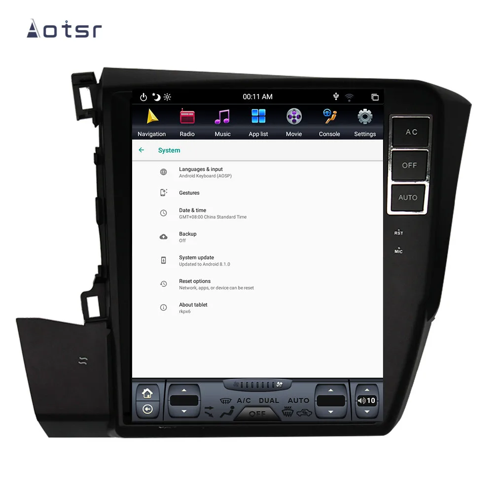 AOTSR 10,4 дюймов Android 8,1 Tesla стиль автомобиля gps для Honda Civic 2012- навигация Мультимедиа плеер аудио wifi SWC ips экран