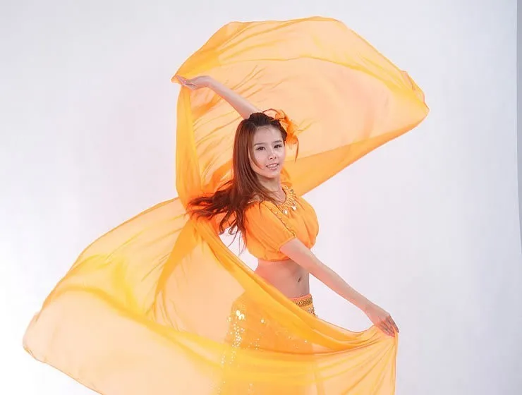 Индийский Оранжевый танец живота костюм современный Восточный BellyDancing пряжа шарф для женщин BellyDance костюм сценическое шоу шаль для танцев