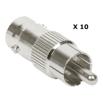 

10pcs BNC Male Adapter Connector BNC Coupling to RCA Plug Adapter BNC Socket on RCA Plug DJA88