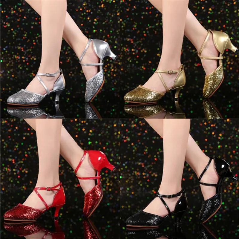 Женская обувь на каблуке; женские современные блестящие туфли для танцев и выступлений; Обувь для бальных вечеринок с закрытым носком; Танцевальная обувь на каблуках для танго, сальсы