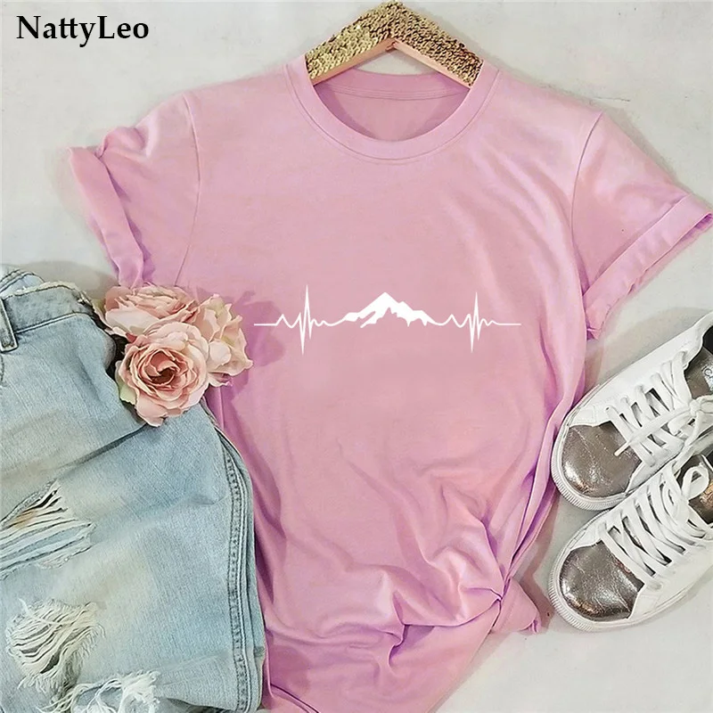 

Summer S-5XL Plus Size Women Clothing 100%Cotton Woman Tshirts Fashin Mountain Print TShirt Women O-Neck Short Sleeve Tees Tops