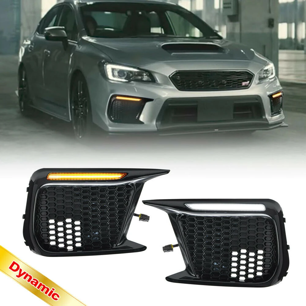For Subaru Wrx Sti 20182020 White Led Drl Daytime Running Light Amber Dynamic Sequential Turn