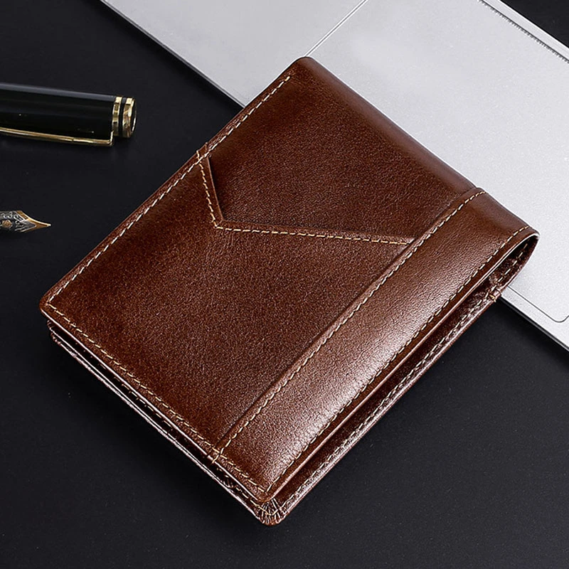 Wallets for man cartera cuero genuino Anti RFID para hombre, billetera  aceite Retro europea y americana, monedero plegable wristlet purse