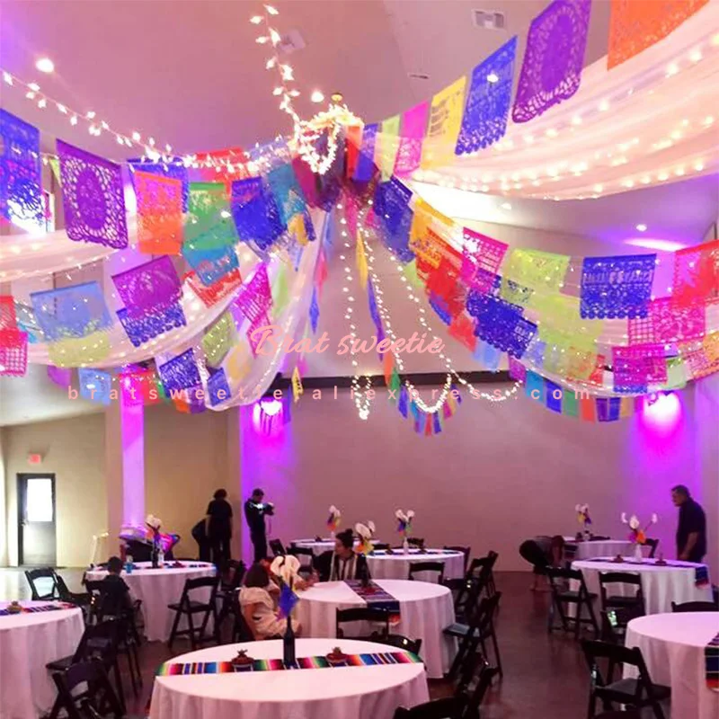 Мексиканские вечерние гирлянды с флагом, свадебные украшения, День мертвых в Мехико, тематические вечерние украшения из альпаки и ламы для дня рождения