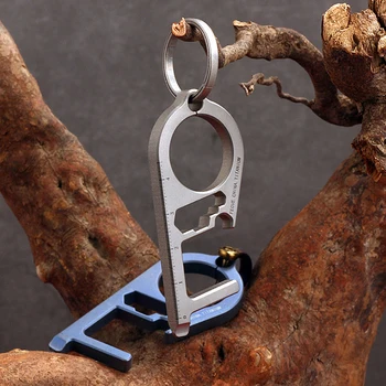 

Titanium Safe Prevention Keychain Portable EDC Bottle Opener Non Contact Key Chain Screwdriver Elevator Button Contactless Tool