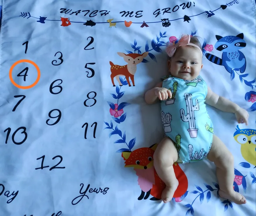 Cartoon Pattern Infant Baby Milestone Photo Props Background Blankets Play Mats Backdrop Cloth Calendar Photo Accessories Nordic Silicone Anti-lost Chain Strap Adjustable 