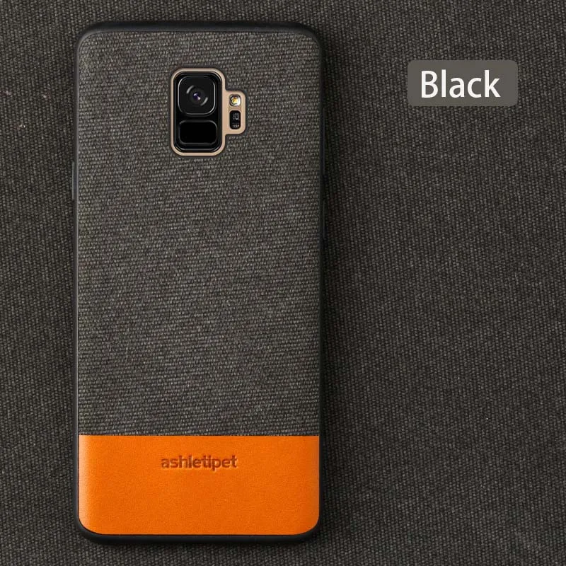 Ткань с вышивкой из воловьей кожи, чехол для телефона для samsung Galaxy S10 s9 s8 Plus s7 s10 E Крышка для a50 a70 a80 a30 a9 a8 a7 Примечание; размеры 9 и 10 - Цвет: Черный