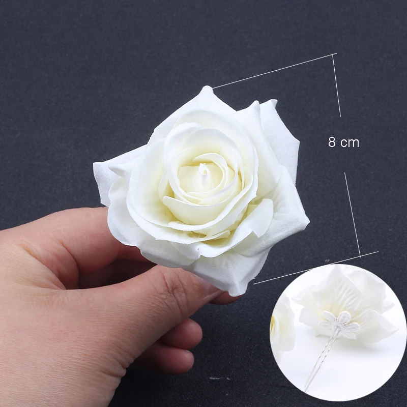 Белый большой цветок розы Шпильки Высокое качество Свадебная повязка заколки для волос для женщин модные аксессуары для волос