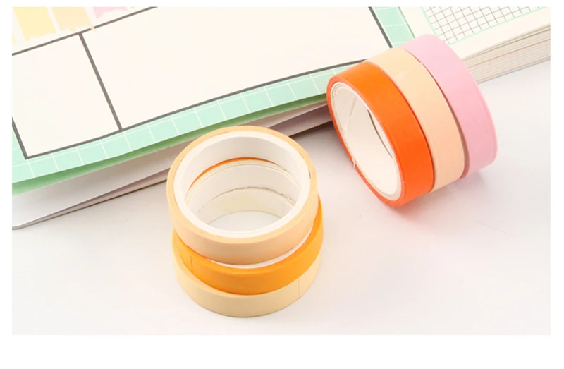 Simple Solid Color Washi Masking Tape Sticky Decorative Paper Tape Set DIY Decoration Office Stationery Scrapbook 6PCS/Bag