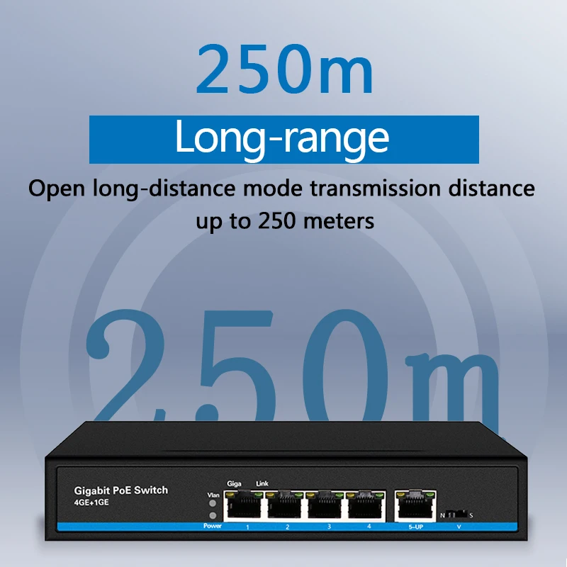 4 Порты и разъёмы PoE коммутатор Gigabit Ethernet переключатель 1 Порты и разъёмы Gigabit Интернет переключатель поэ 5x10/100/1000 Мбит/с RJ45 Порты и разъёмы PoE 48v