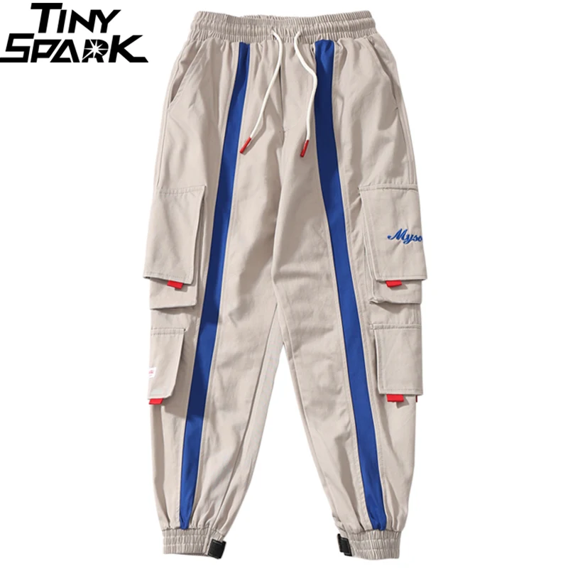 2019 брюки карго в стиле хип хоп с разноцветными карманами мужские мешковатые для