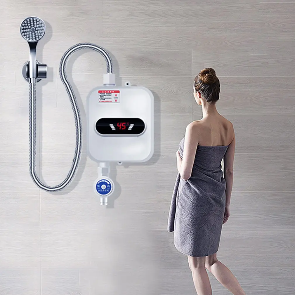 Mini Quick Heater Shower Without Water Storage Water Heater Bathroom Kitchen Wall Mounted Instant LCD Electric Water Heater_voghion.com