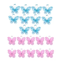 20 шт смешанные стразы из органзы, проволока, бабочка, свадебные украшения для скрапбукинга, домашний декор, вечерние аксессуары(синий и розовый