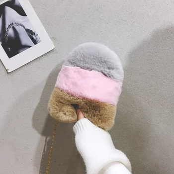 

Fashion Casual Plush Crossbody Bags Women Chain Shoulder Bags Ladies Hit Color Messenger Handbags Clutch for Female