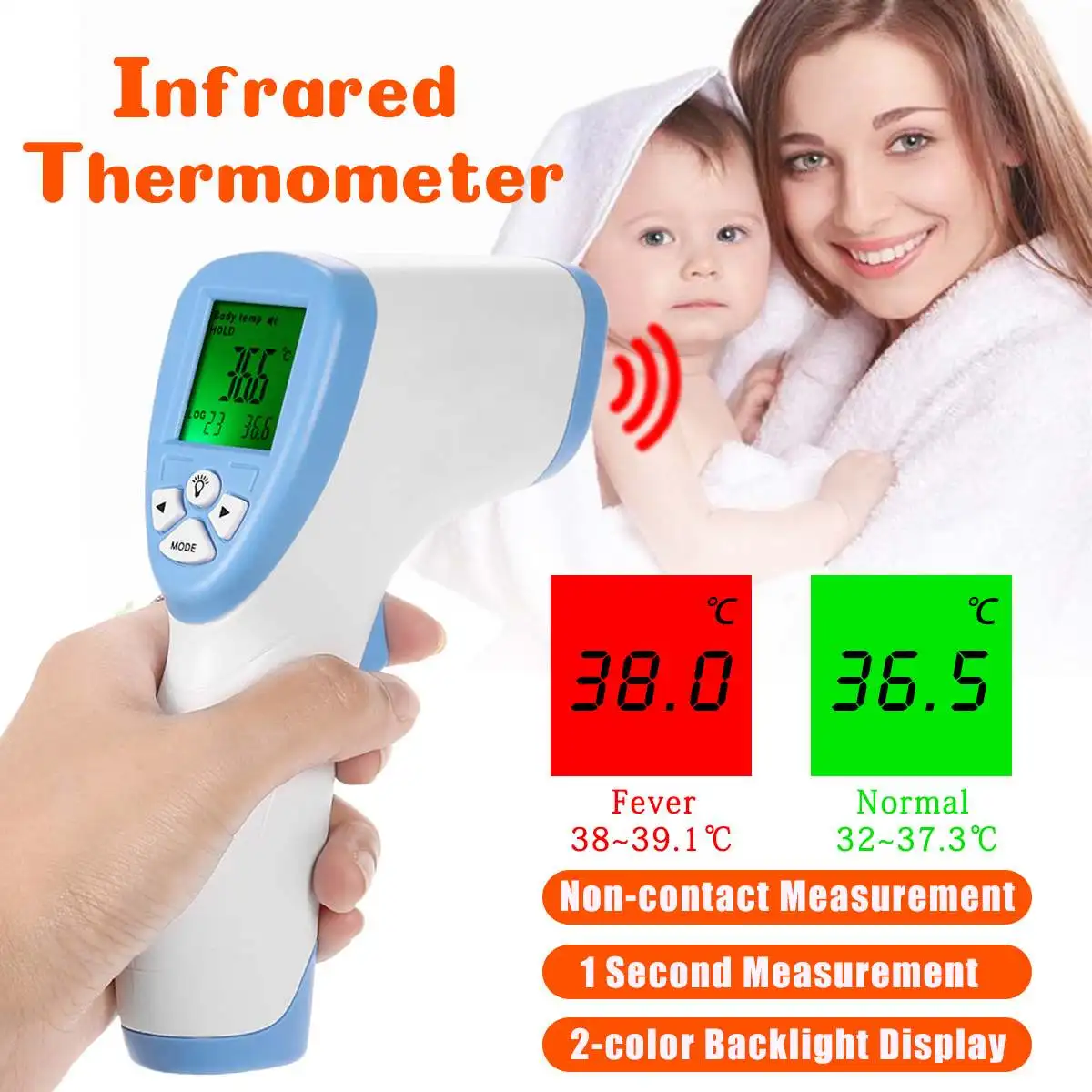 

CE Passed Baby/Adult LCD Display Thermometers Infrared Forehead Body Thermometer Gun Non-contact Temperature Measurement