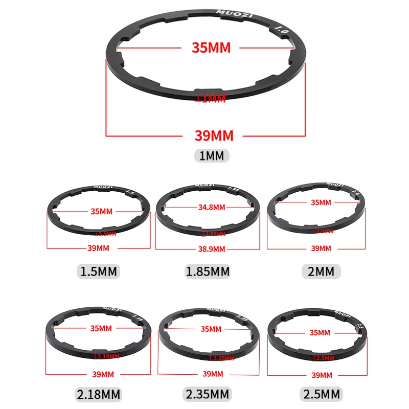5pcs Bike Hub Washer 7 8 9 10 11 12 Speed Cassette Flywheel Spacer 1mm 1.5mm 1.85mm 2mm 2.18mm 2.35mm 2.5mm Freehub Gasket bike hub washer