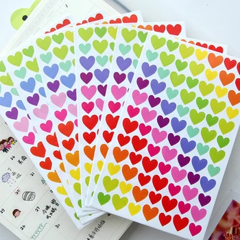 

6pcs/set Colorful Love Heart Paper Stickers Kawaii Stationery Sticker Scrapbooking Diary Cups Decorative Sticker Kawaii Stickers