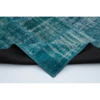 

173x240 Cm Turquoise Handmade Patchwork Rug-6x8 Ft