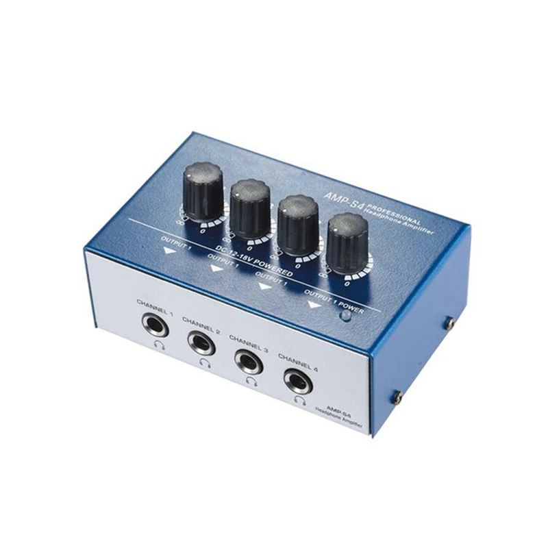Ультракомпактный 4 Каналы мини аудио стерео усилитель для наушников с Мощность адаптер синий(штепсельная Вилка европейского стандарта