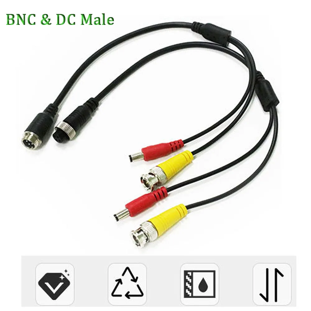 POISECAR 4 Core Aviation Head Female Male To BNC+DC Adapter Cable Audio And Video Car Monitoring Line | Автомобили и мотоциклы