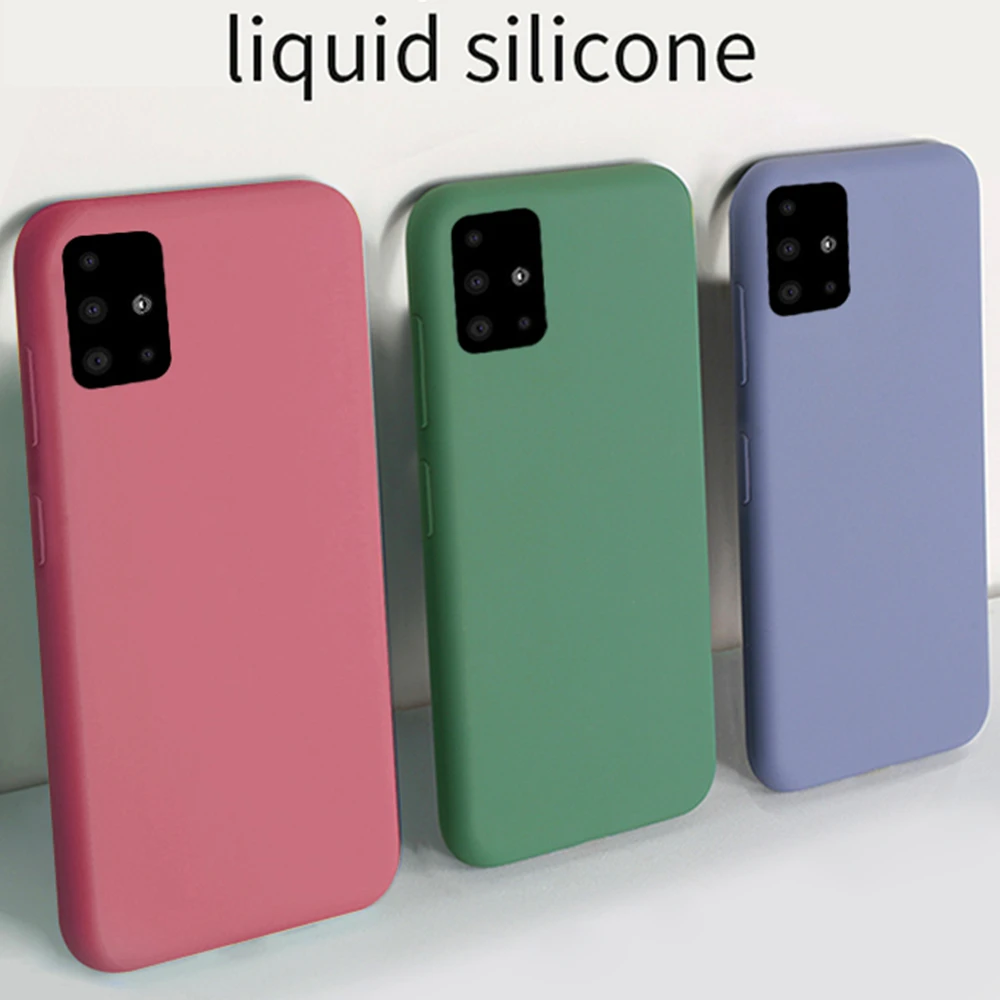 

For Samsung Galaxy A51 A71 S20 Ultra S10 S9 S8 Plus Note 8 9 10 S7 Case Solid Color Silicone Case For A70 A10 A50 A40 A30 Cover