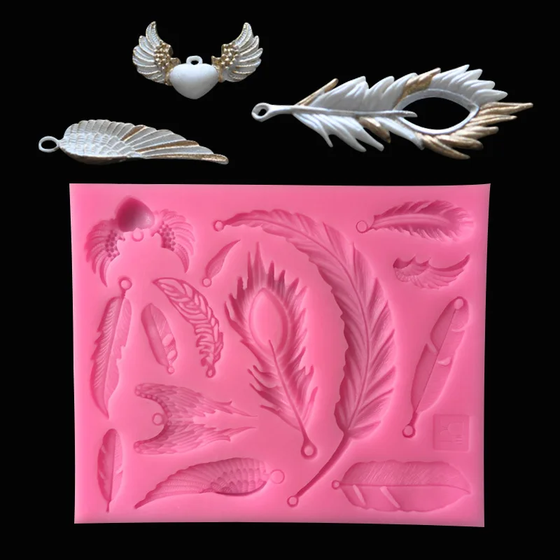 New Feather Angel Wings Shape Cake Silicone Mould Chocolate Confectionery Mold Fondant Cake Decorating DIY Tools Bakeware Moulds2