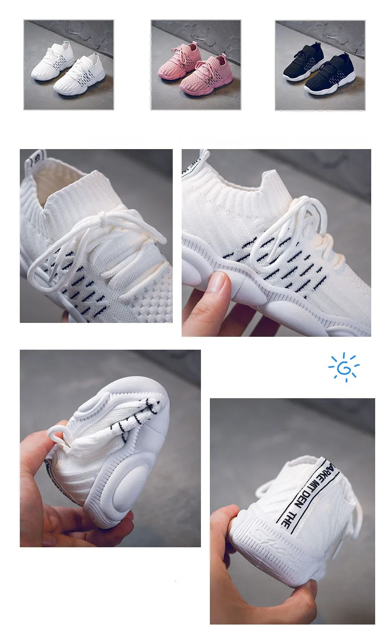 Children Casual Sneakers Spring Autumn Air Mesh Lace-up Sport Shoes Kids Sneakers Breathable Boys Girls Shoes
