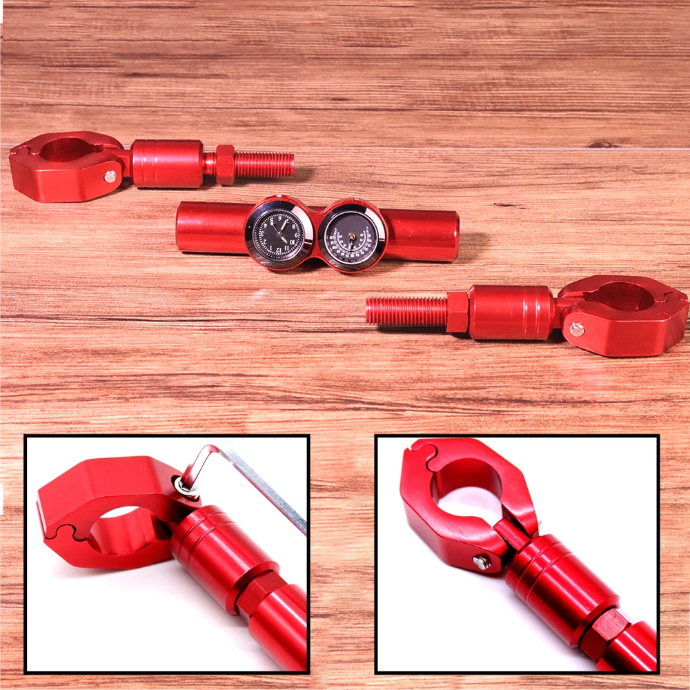Motorcycle Handlebar Extension Balance Cross Bar Adjustable Waterproof With Clock Barometer Universal Fit for Yamaha Harley KTM (6)