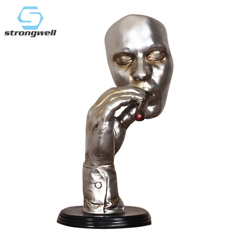 Strongwell, винтажное произведение искусства, курить, мужской персонаж, скульптура, лицо, статуя, украшения для дома, витрина, фотография, реквизит, подарки