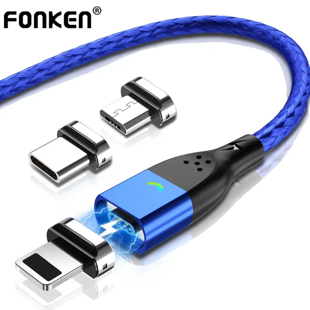 FONKEN Magnetic Cable-Type Mobile-Phone-Cables Micro-Usb Xiaomi iPhone Samsung 