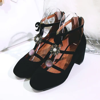 

Women's genuine suede leather t-strap high heel ankle boots female comfortable summer sandals high quality Rhinestone shoes sale