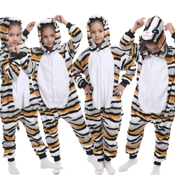

New Flannel Full Animals Pajamas Stripe Cartoon Tiger Onsie Pajama for Children Onesie Pajamas Polyester