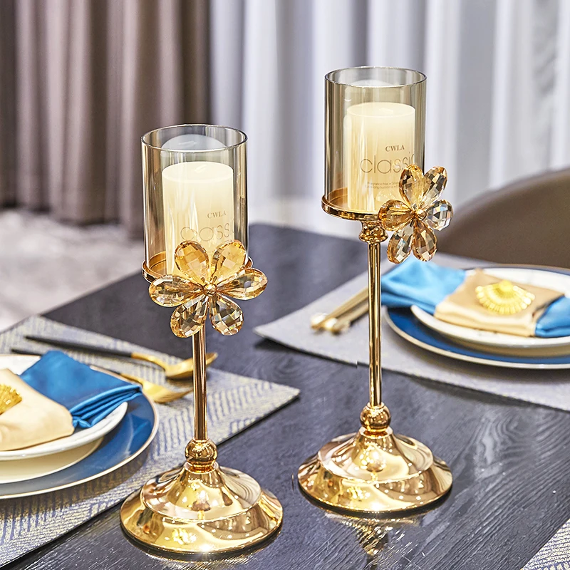 Nordic Luxury Crystal Glass Candle Holder, Golden Candlestick, Wedding Centerpieces, Tables, Coffee Candelabra, Home Decoration - Image 2