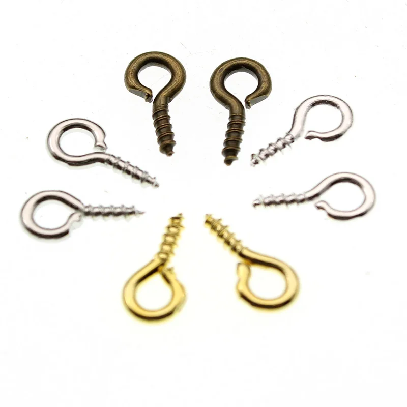 

50pcs Metal Screw Eye Pins For Pendant Iron Screw Eye Hooks Clasps Necklace Pinch Bails Fit Drilled Beads Diy Jewelry Making