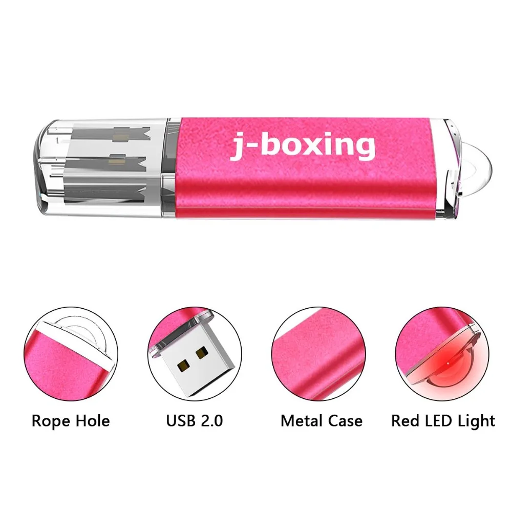 J-boxing USB флеш-накопитель 32 Гб 16 Гб прямоугольные Pendrives 4 ГБ 8 Гб флешки с крышкой 2 ГБ 1 ГБ Jump Drives розовый 5 шт./упак