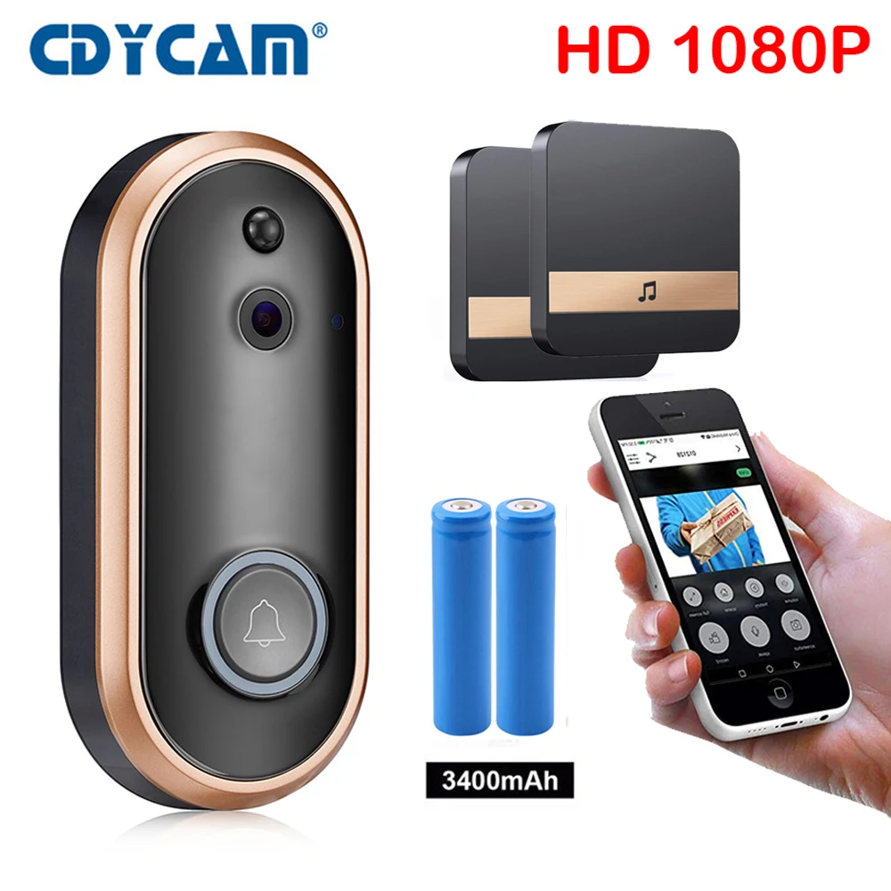 Беспроводной Wi Fi Видеозвонок CDYCAM 1080P HD кольцевой дверной звонок камера 2 Мп ночное