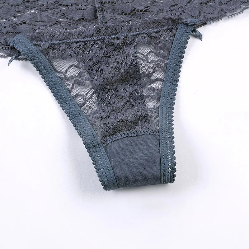 BANNIROU 3Pcs Sexy Thongs For Woman Lingerie Underwear Lace Transparent T-back Female Low-Rise Panties Women's Intimates