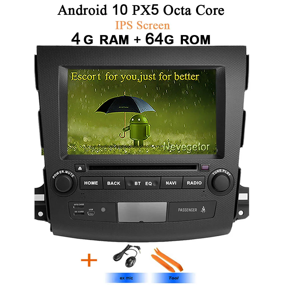 DSP чип ips Android 10 в тире автомобильный стерео dvd-плеер gps для Mitsubishi Outlander 2007-2012 peugeot 4007/Citroen C-Cross радио - Цвет: IPS PX5 4G-64G