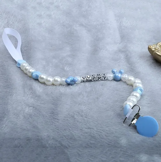 white blue Дубайский детский Прорезыватель зубов, пустышка, пустышка, зажимы, держатель, ручная работа, греческий сглаза, пустышка, цепи, безопасная соска, цепь - Цвет: white blue