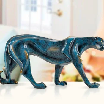 

44cm Modern Simple Art Bronze Leopard Statue Animal Cheetah Figurine Resin Crafts Desktop Decoration Office R1424 Abstract
