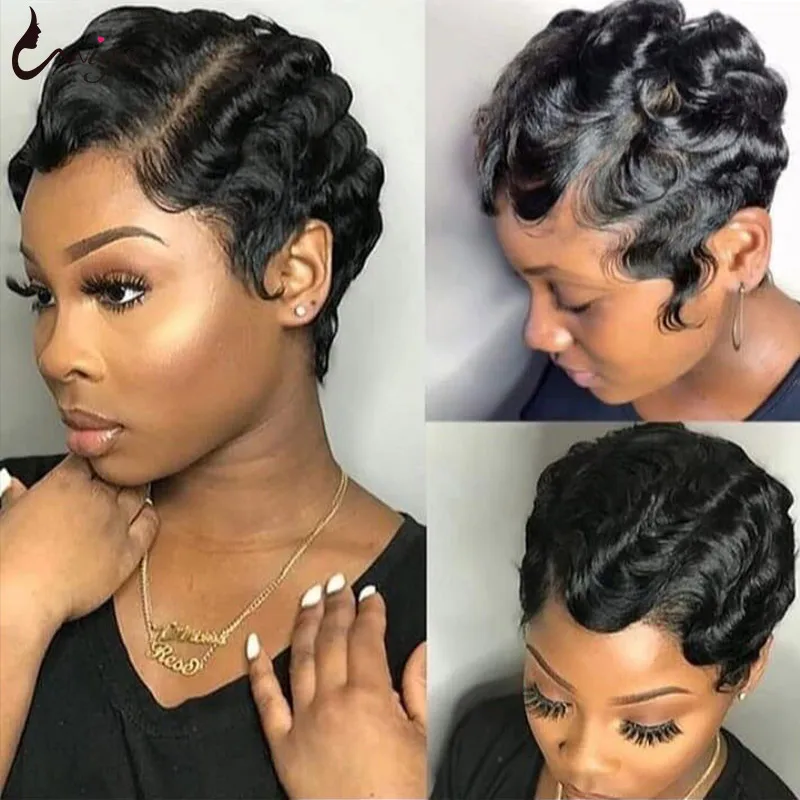 Парики Uwigs Короткие парики Pixie Cut из человеческих волос цветные для женщин парик Remy 99J #27 цветов|Парики