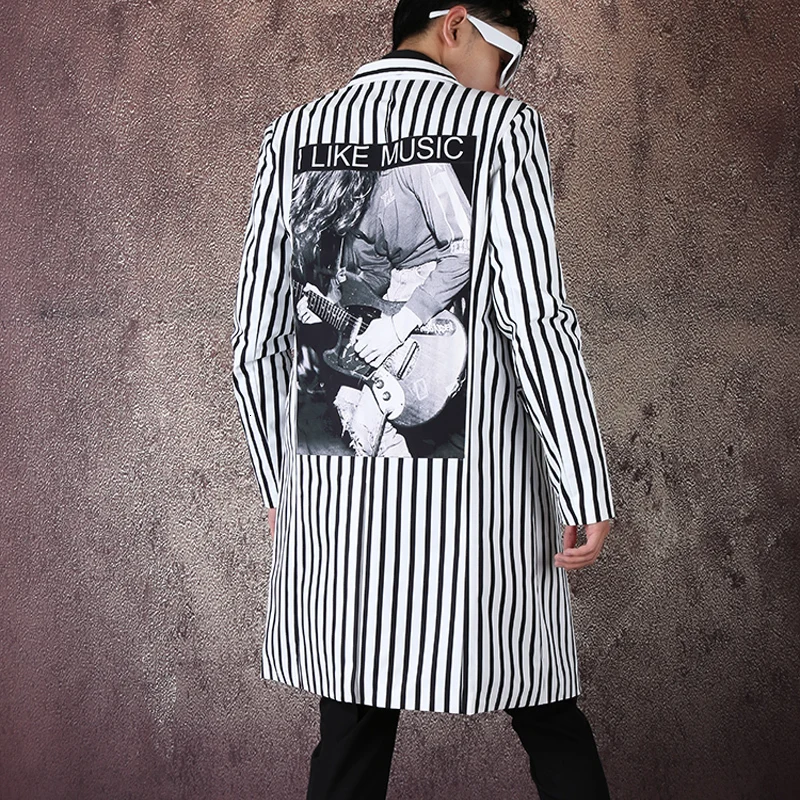 Мода Slim Fit костюм пальто этап Костюмы Для мужчин Уличная одежда в стиле хип хоп с