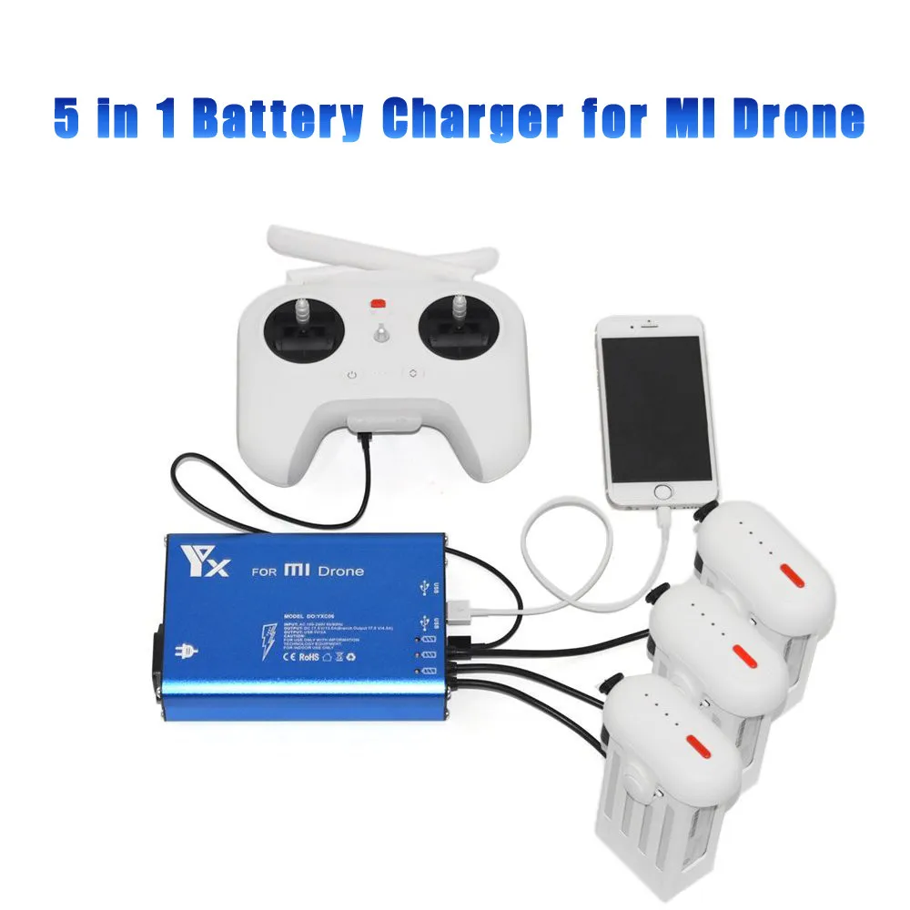 

5in1 For XiaoMi Drone RC Quadcopter 4k Camera Drone Battery& Remote Controller Power Charger Hub for Xiaomi Mi Drone Accessories