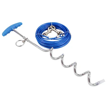 

Pet Safety Outdoor Walking Tie Out Practical Screw In Leash Aluminium Sheath Steel Wire Stake With Cable Dog Harness Handheld
